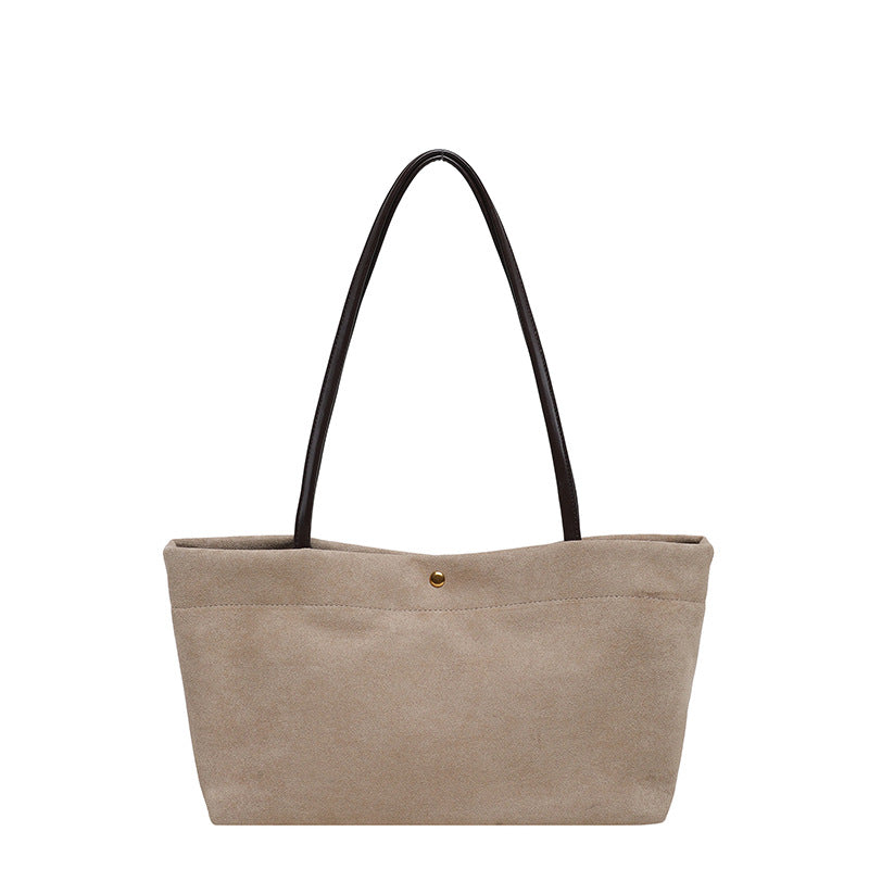 Suede Shoulder Tote Bag with Long Straps