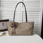 Suede Shoulder Tote Bag with Long Straps
