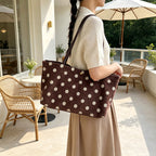 Suede Shoulder Tote Bag with Long Straps