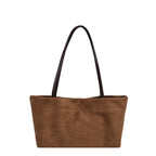 Suede Shoulder Tote Bag with Long Straps