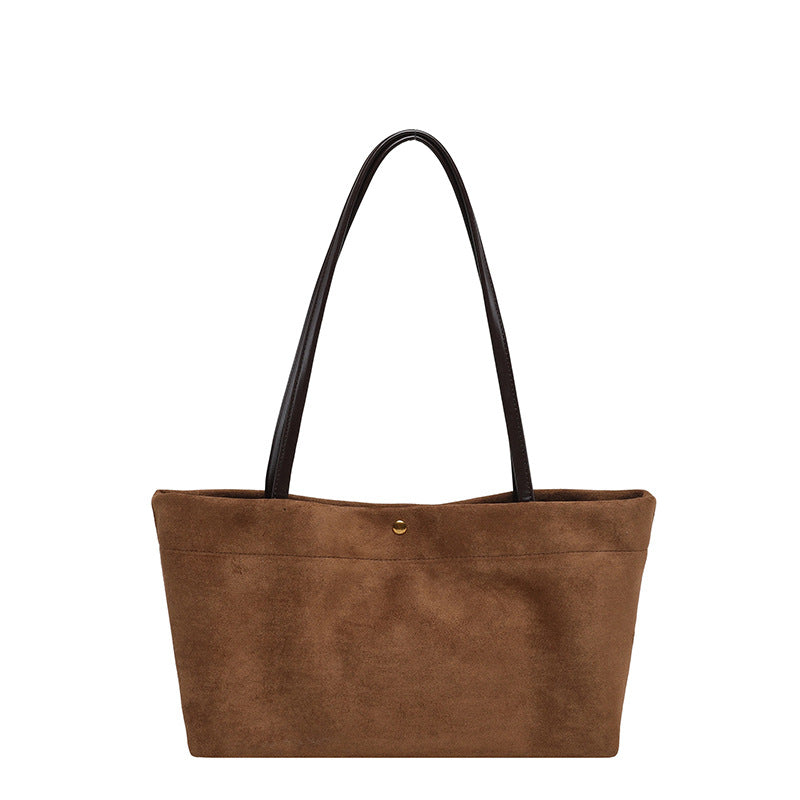 Suede Shoulder Tote Bag with Long Straps