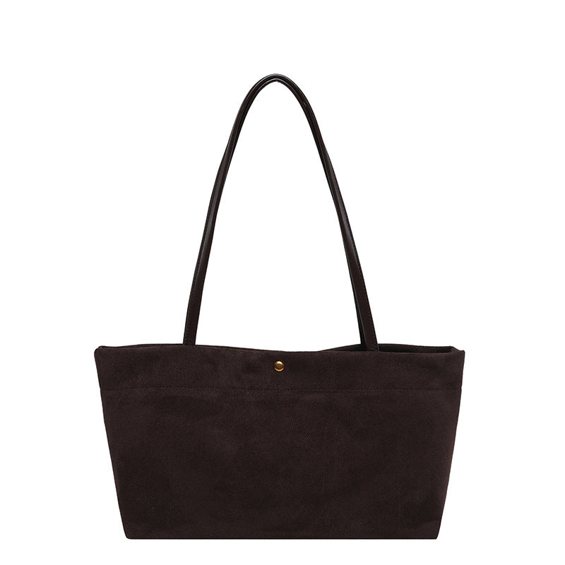Suede Shoulder Tote Bag with Long Straps