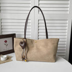 Suede Shoulder Tote Bag with Long Straps