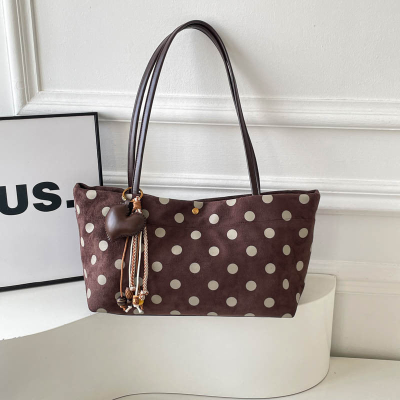 Suede Shoulder Tote Bag with Long Straps