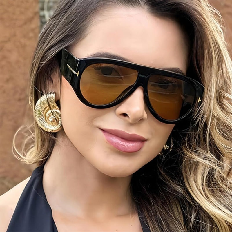 Oversized UV400 Aviator Sunglasses for Women - AC Plastic Frame, PC Lenses, view 2