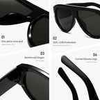 Oversized UV400 Aviator Sunglasses for Women - AC Plastic Frame, PC Lenses, view 5