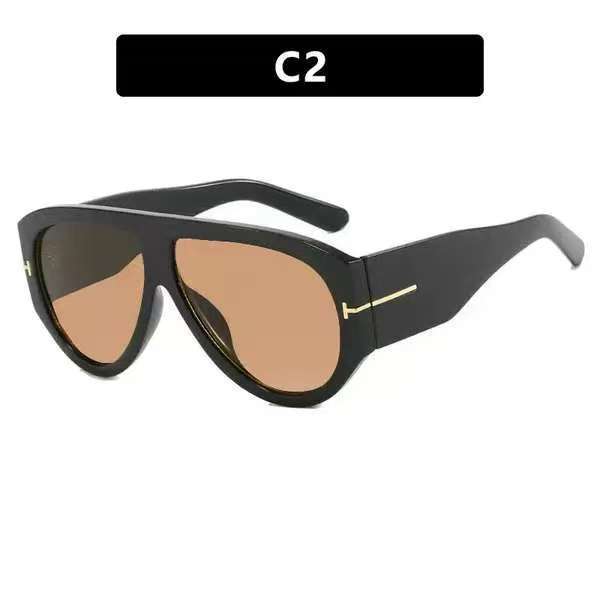 Oversized UV400 Aviator Sunglasses for Women - AC Plastic Frame, PC Lenses