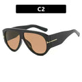 Oversized UV400 Aviator Sunglasses for Women - AC Plastic Frame, PC Lenses