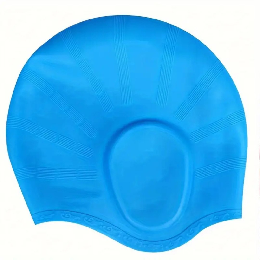 Silicone Swim Cap with Ear Protection for Long Hair - 100% Silicone, Pool Use, view 2