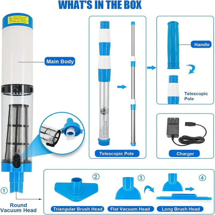 3 in 1 Cordless Rechargeable Pool Vacuum Cleaner - For In-Ground and Above-Ground Pools, view 9