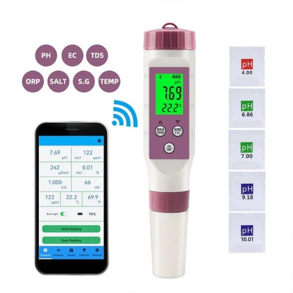 Digital Pool Tester for PH, Chlorine, ORP, EC, TDS, Salt, Temperature, view 2
