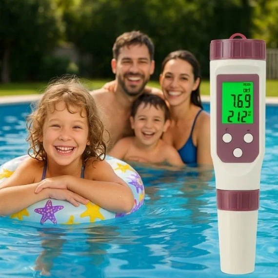 Digital Pool Tester for PH, Chlorine, ORP, EC, TDS, Salt, Temperature, view 3
