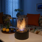 Tabletop Ethanol Fire Pit Burner with Glass Cylinder, 22 cm