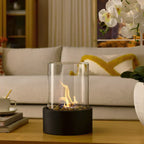Tabletop Ethanol Fire Pit Burner with Glass Cylinder, 22 cm