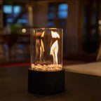 Tabletop Ethanol Fire Pit Burner with Glass Cylinder, 22 cm