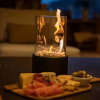 Tabletop Ethanol Fire Pit Burner with Glass Cylinder, 22 cm