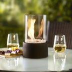 Tabletop Ethanol Fire Pit Burner with Glass Cylinder, 22 cm