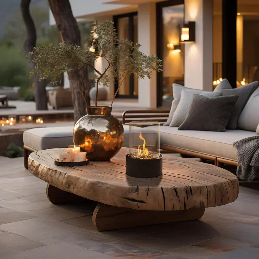 Tabletop Ethanol Fire Pit Burner with Glass Cylinder, 22 cm