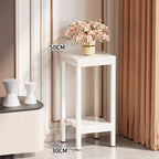 Tall Narrow Marble-Effect Plant Stand Side Table with Lower Shelf