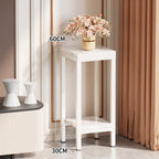 Tall Narrow Marble-Effect Plant Stand Side Table with Lower Shelf
