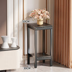 Tall Narrow Marble-Effect Plant Stand Side Table with Lower Shelf