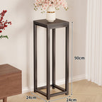 Tall Square Metal Plant Pedestal, 75 cm, Industrial Style