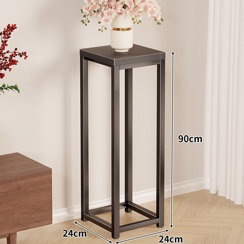 Tall Square Metal Plant Pedestal, 75 cm, Industrial Style