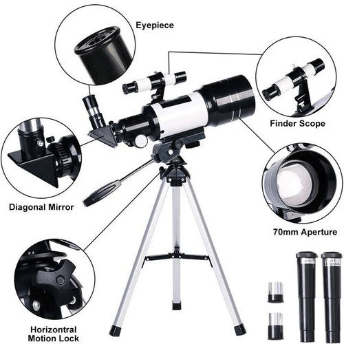 Professional Astronomical Telescope for Moon Watching - 150x Zoom, 70mm Aperture, view 4