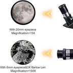 Professional Astronomical Telescope for Moon Watching - 150x Zoom, 70mm Aperture, view 5