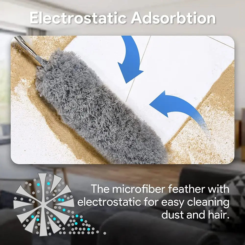 Telescopic Microfibre Duster with Flexible Head, 80–250 cm