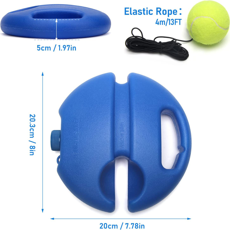 Tennis Solo Practice Trainer with Ground Base, Clip, Ball and Rope