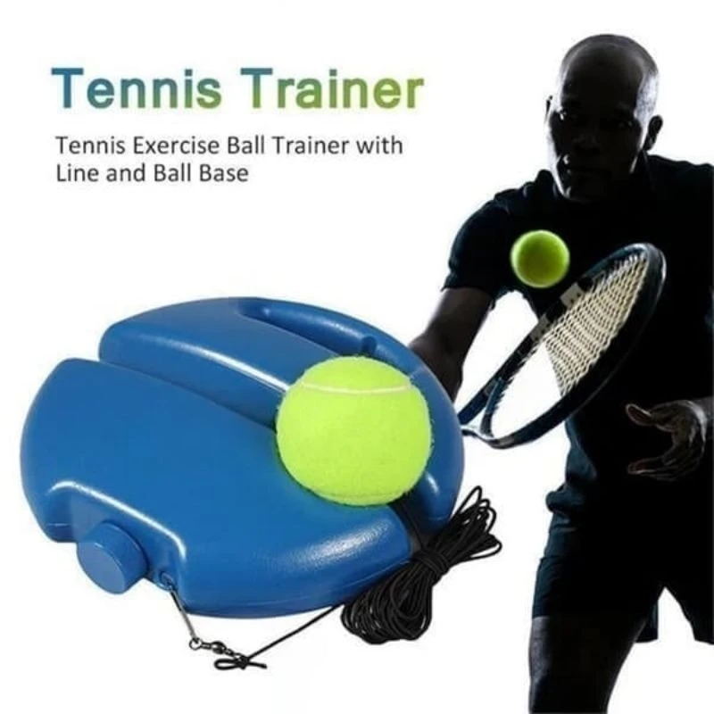 Tennis Solo Practice Trainer with Ground Base, Clip, Ball and Rope