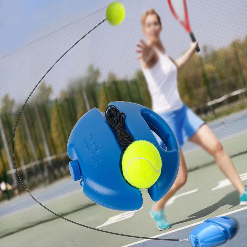 Tennis Solo Practice Trainer with Ground Base, Clip, Ball and Rope
