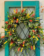 Texas Wildflower Wreath, 16-Inch Base, Grapevine and Silk Flowers