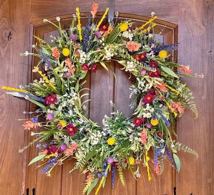 Texas Wildflower Wreath, 16-Inch Base, Grapevine and Silk Flowers