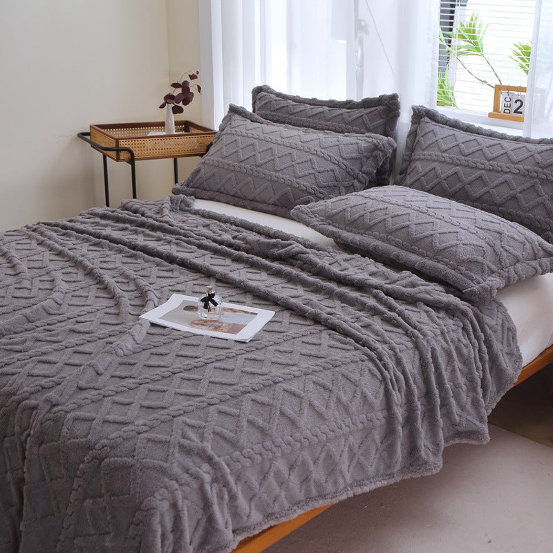Textured Decorative Throw Blanket for Sofa, Bed and Armchair