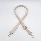 Textured Leather Bag Strap with Adjustable Buckle and Metallic Clips