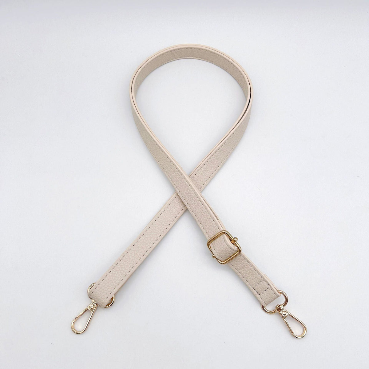 Textured Leather Bag Strap with Adjustable Buckle and Metallic Clips