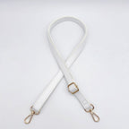 Textured Leather Bag Strap with Adjustable Buckle and Metallic Clips