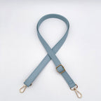 Textured Leather Bag Strap with Adjustable Buckle and Metallic Clips