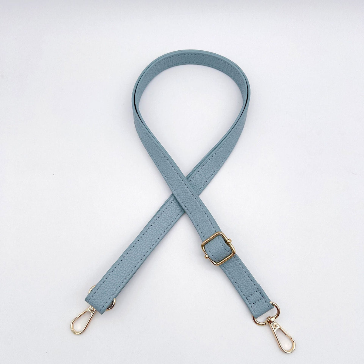 Textured Leather Bag Strap with Adjustable Buckle and Metallic Clips