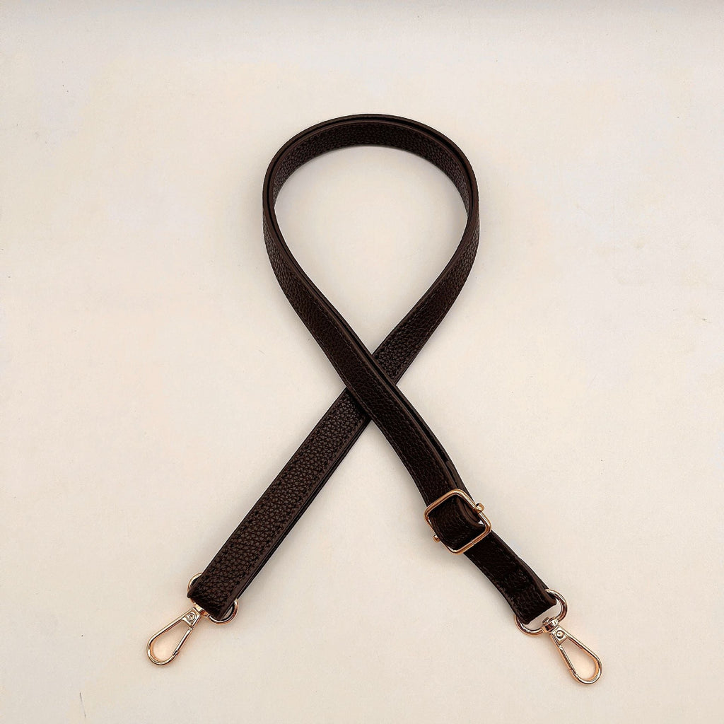 Textured Leather Bag Strap with Adjustable Buckle and Metallic Clips