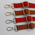 Textured Leather Bag Strap with Adjustable Buckle and Metallic Clips