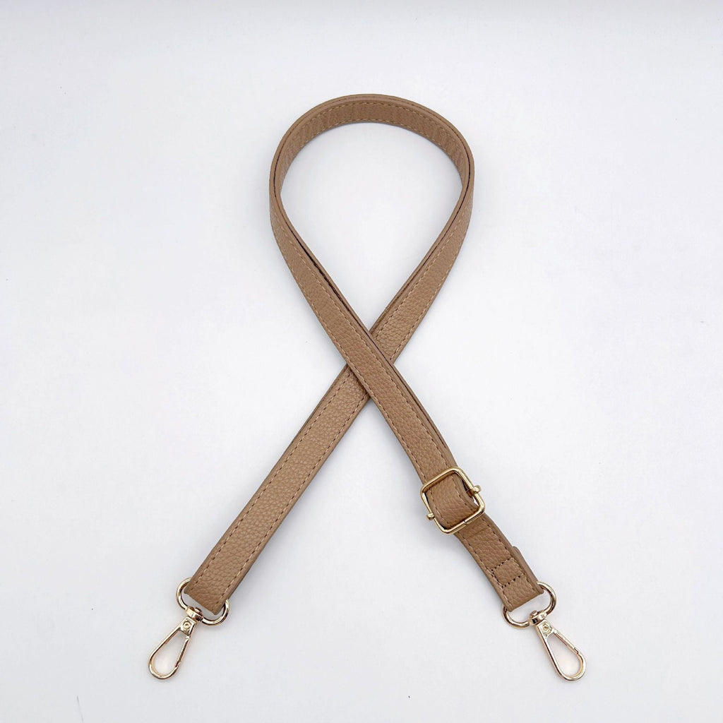 Textured Leather Bag Strap with Adjustable Buckle and Metallic Clips