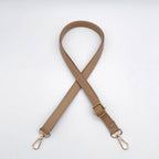 Textured Leather Bag Strap with Adjustable Buckle and Metallic Clips