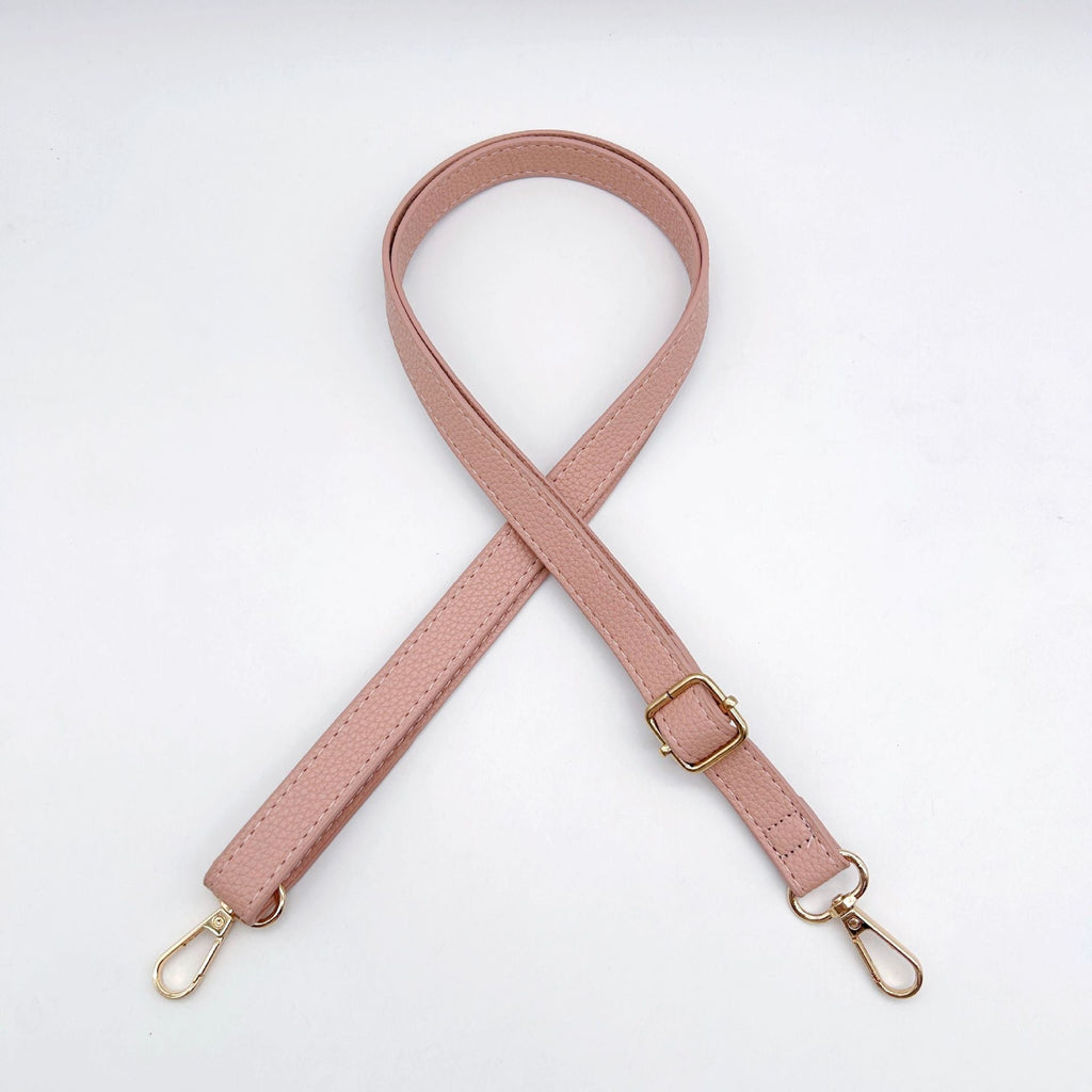 Textured Leather Bag Strap with Adjustable Buckle and Metallic Clips