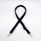 Textured Leather Bag Strap with Adjustable Buckle and Metallic Clips