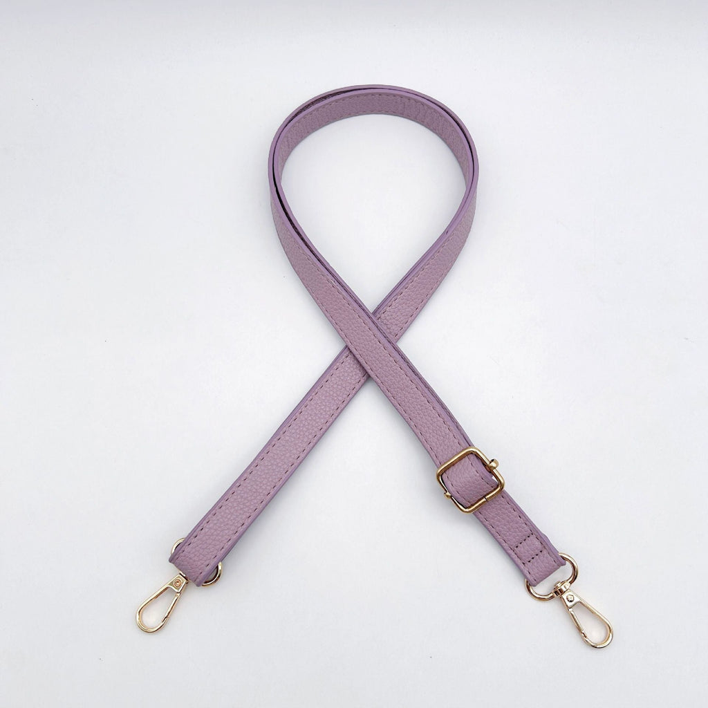 Textured Leather Bag Strap with Adjustable Buckle and Metallic Clips