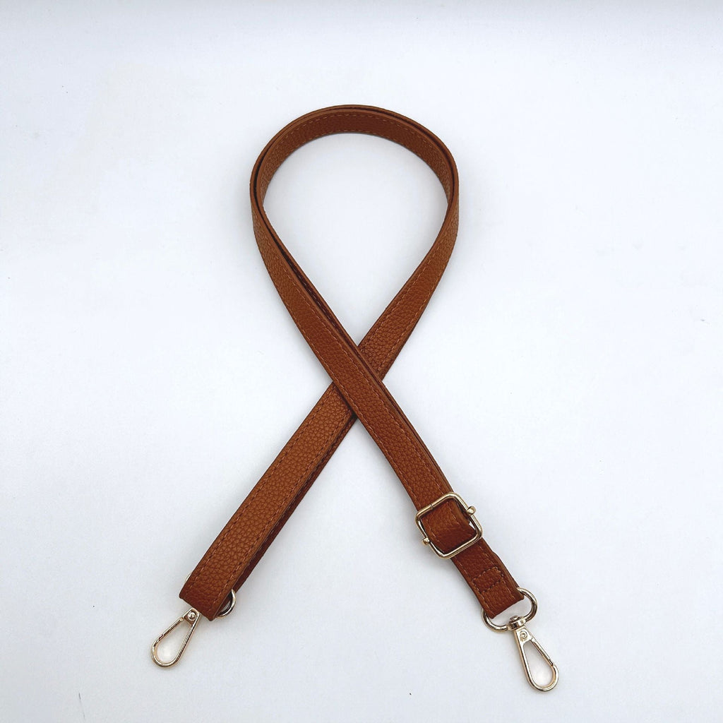 Textured Leather Bag Strap with Adjustable Buckle and Metallic Clips