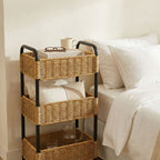 Three-Tier Woven Bathroom Organiser Basket, 11.81 × 7.87 × 23.62 in